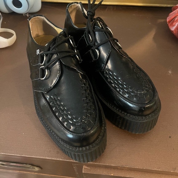 tuk Shoes - tuk Black Leather Platform Creeper Shoes, Worn Once, Size 9